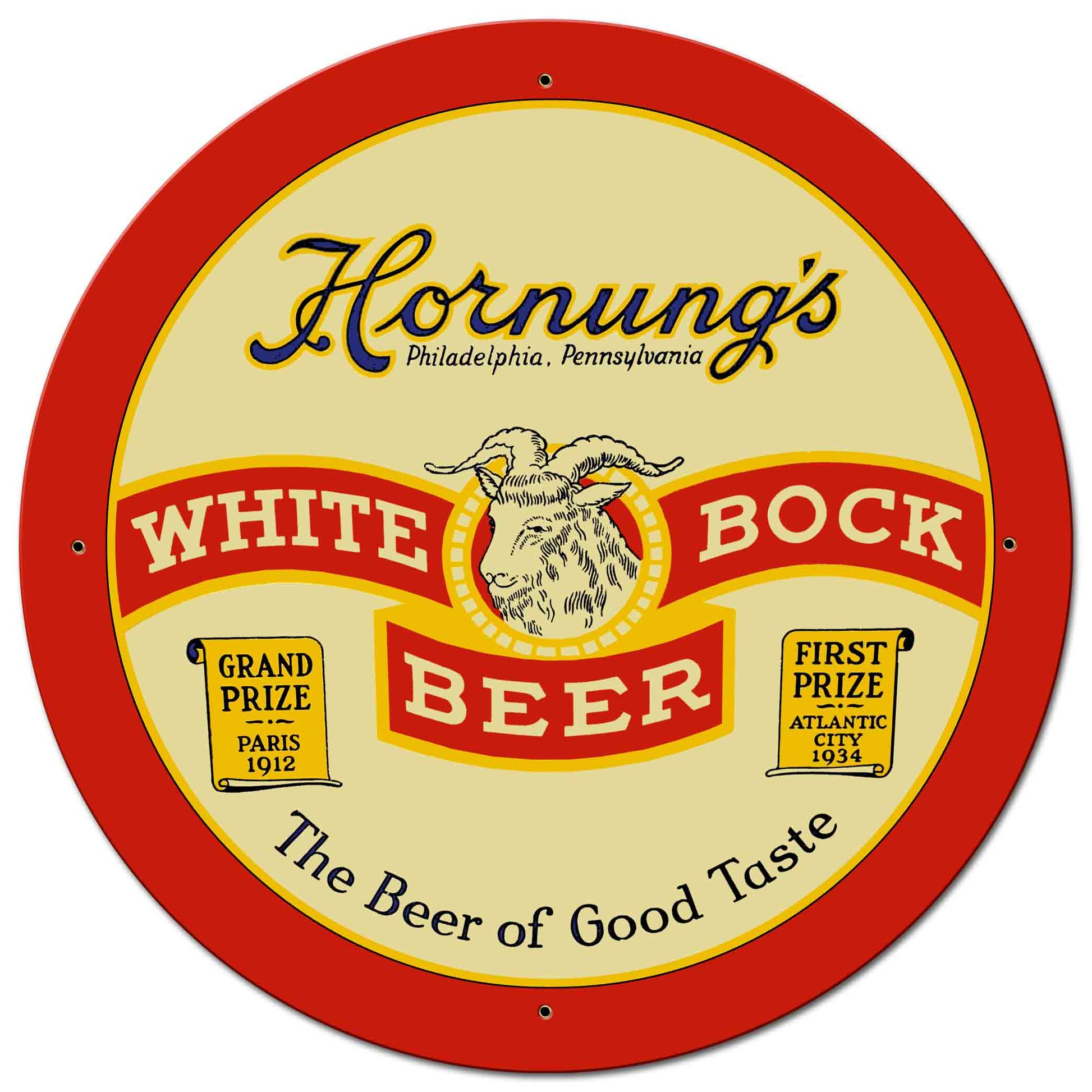 Hornungs White Bock Beer 28 X 28 vintage metal sign