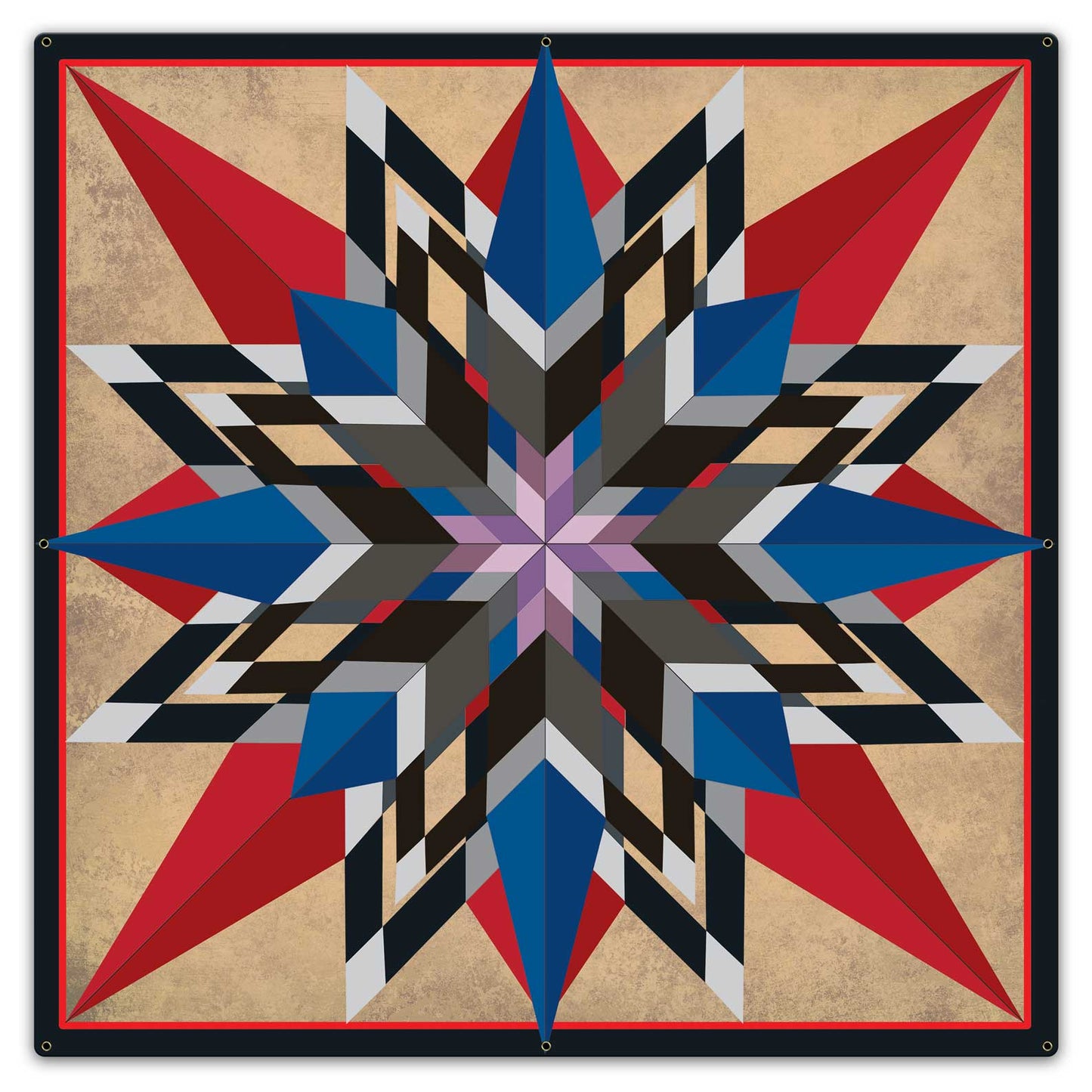 16 Point Star Red Blue