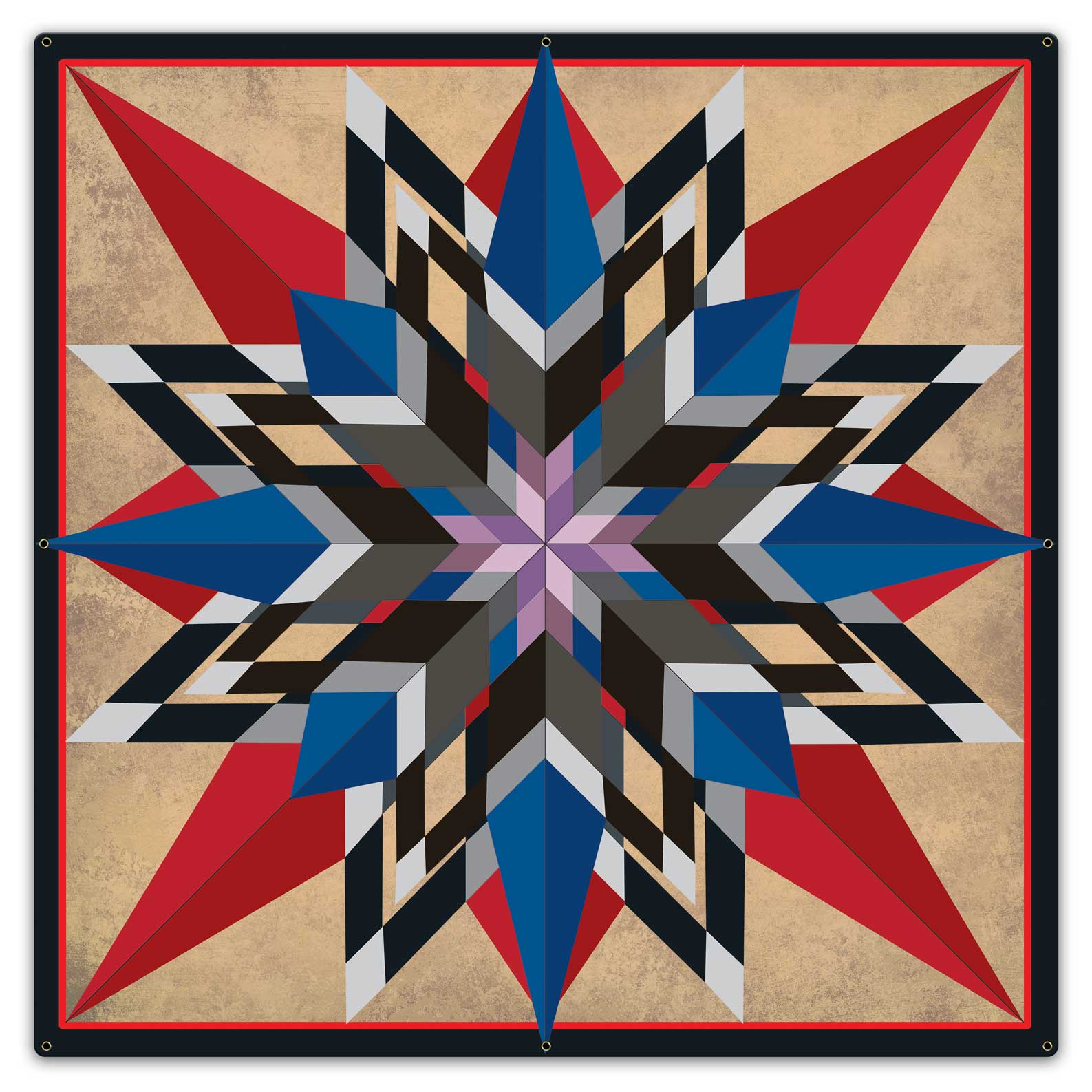 16 Point Star Red Blue