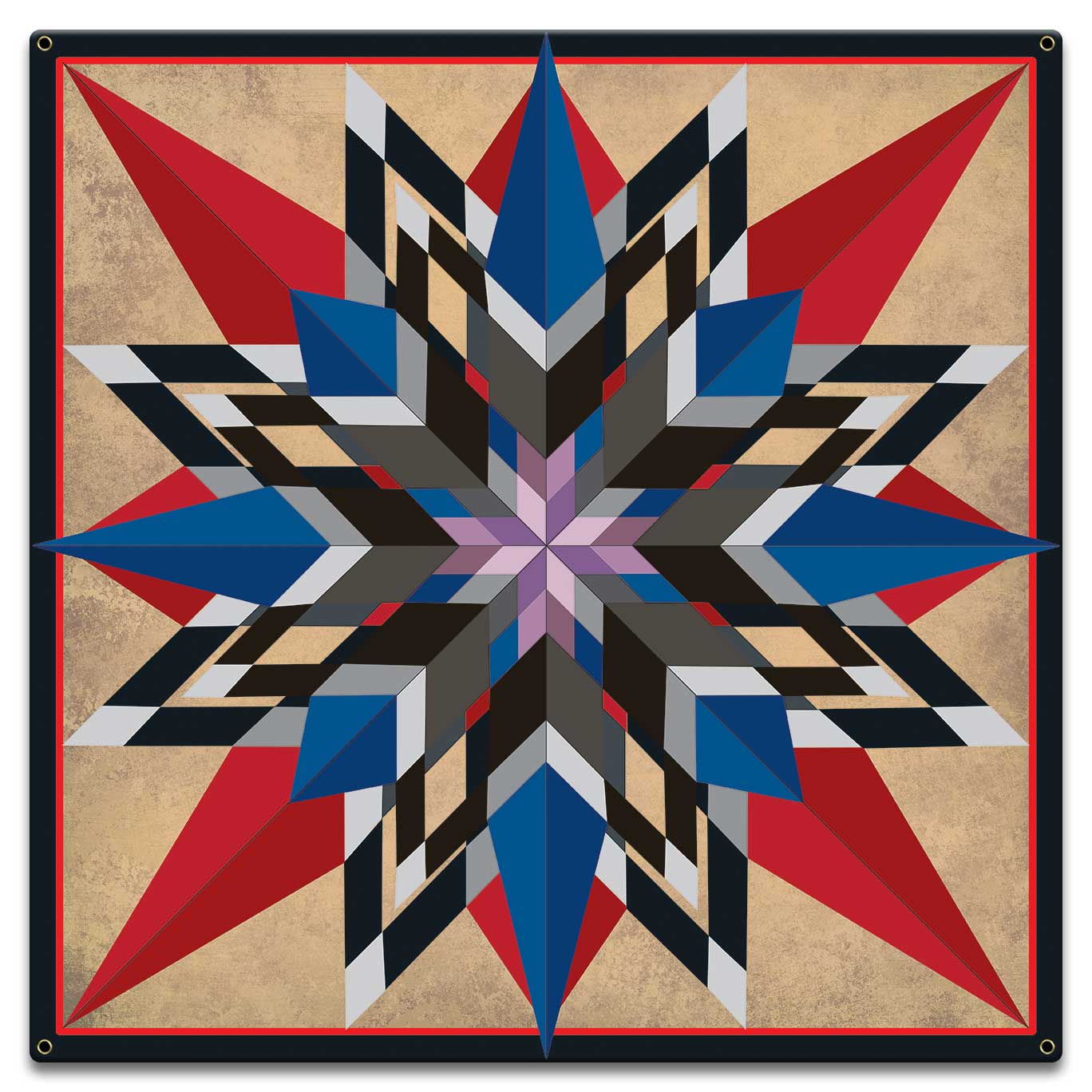 16 Point Star Red Blue