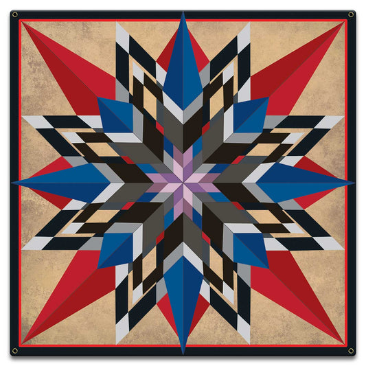 16 Point Star Red Blue