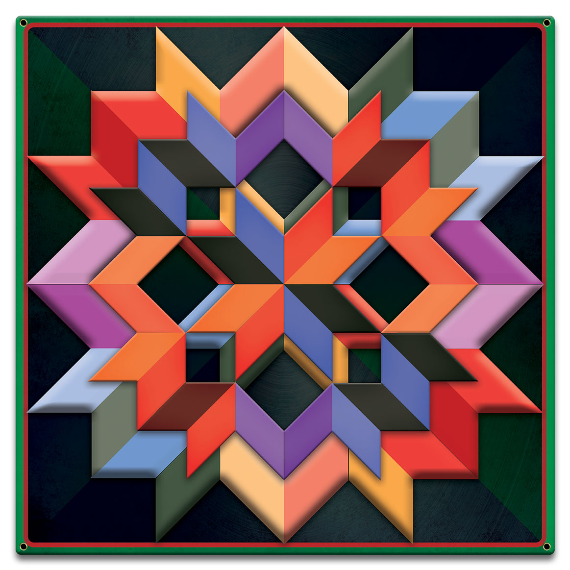 Box Pattern Green Dark Bkgd