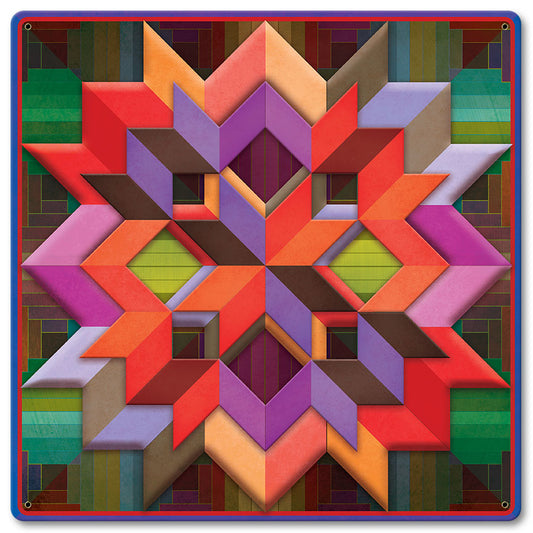 Box Log Cabin Blue Border