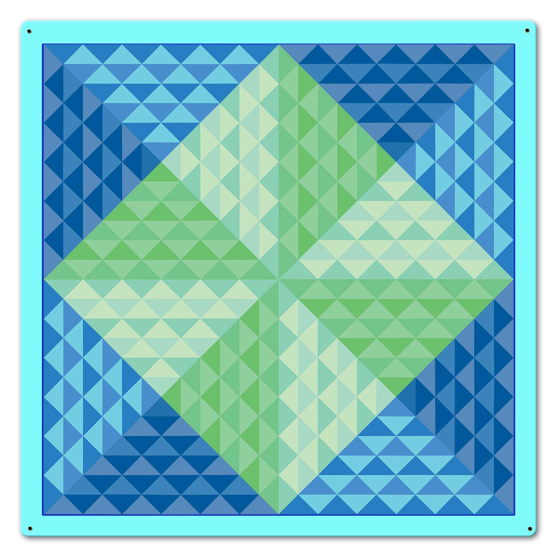 4 Pyramids Blue Quilt