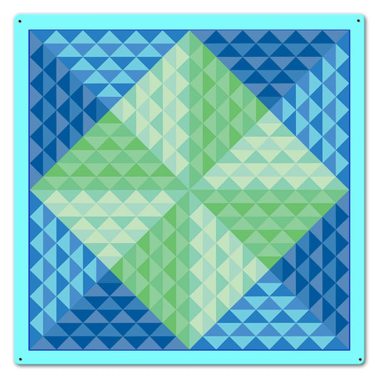 4 Pyramids Blue Quilt
