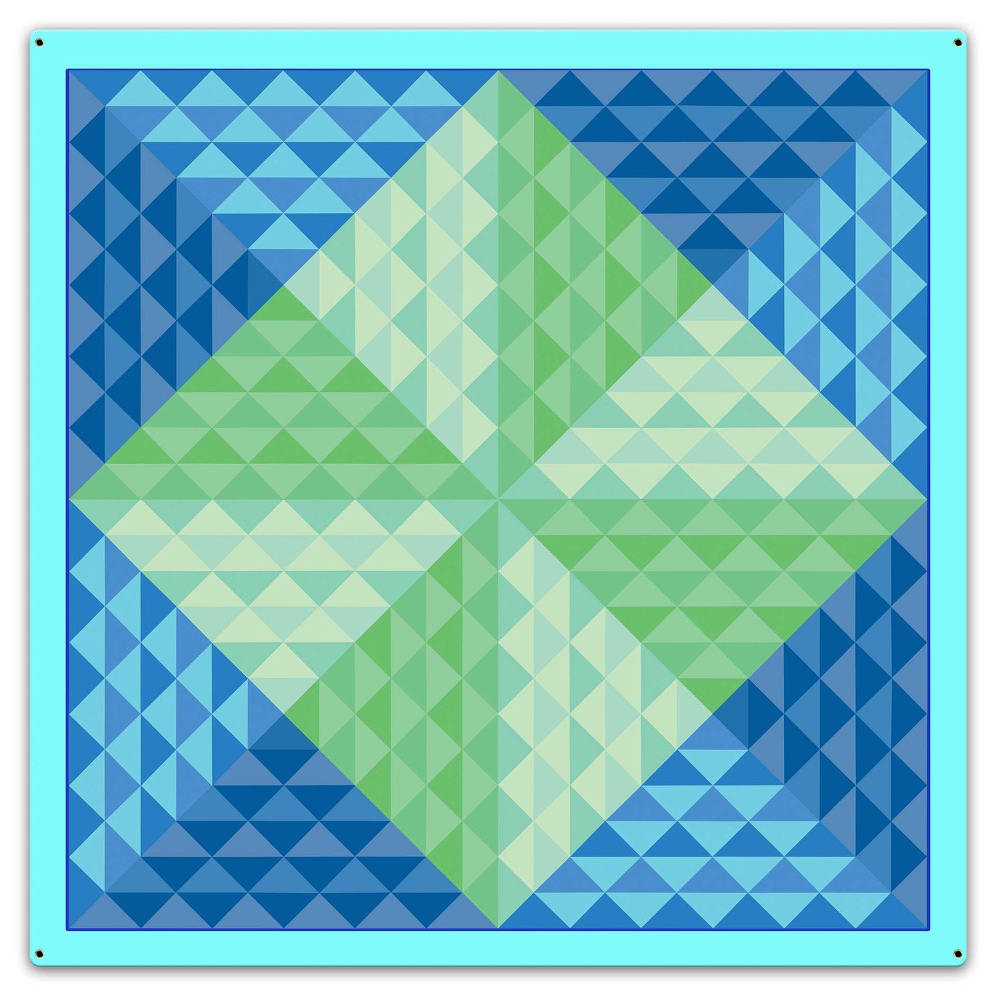 4 Pyramids Blue Quilt