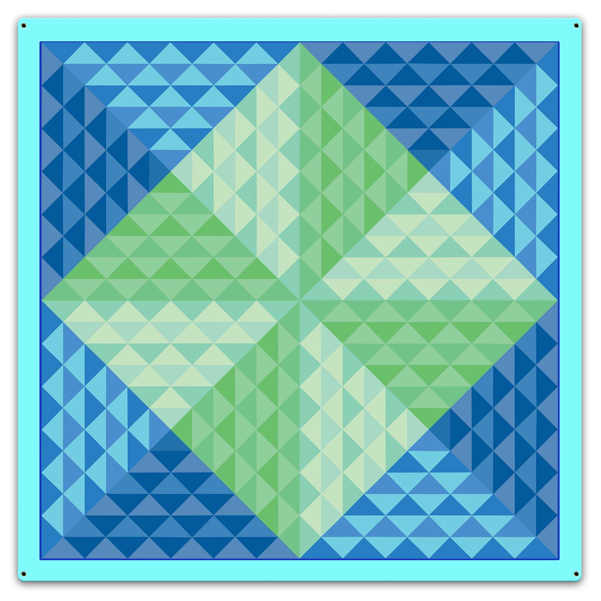4 Pyramids Blue Quilt