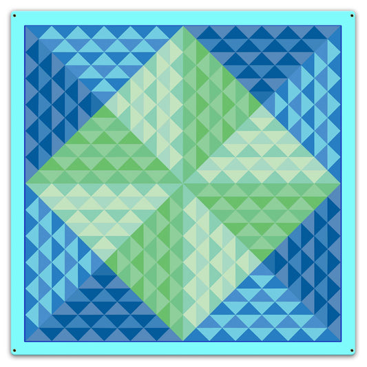 4 Pyramids Blue Quilt