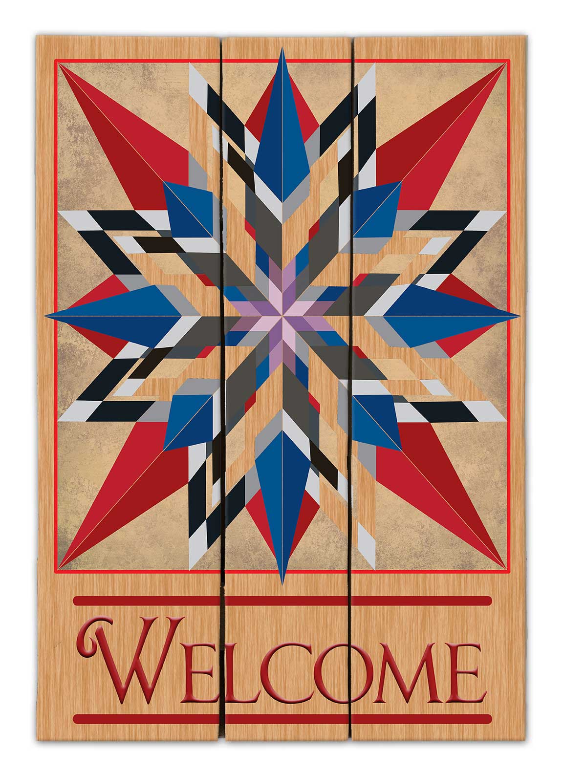 16 Point Star Welcome Wood Print