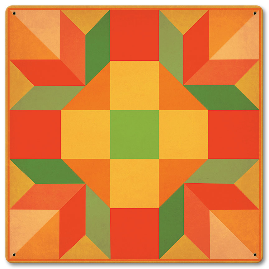 Orange Quilt 12 x 12 Satin