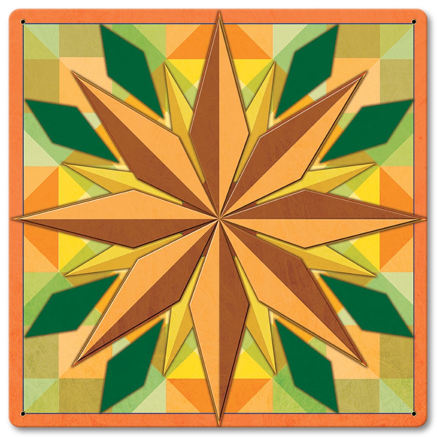 8 Point Star Orange 12 x 12 Satin