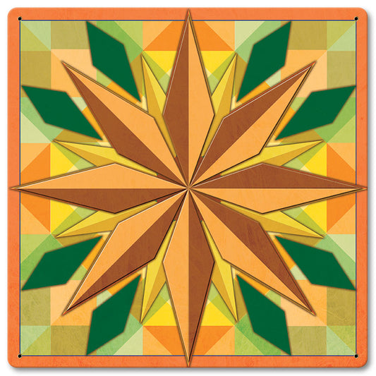 8 Point Star Orange 12 x 12 Satin