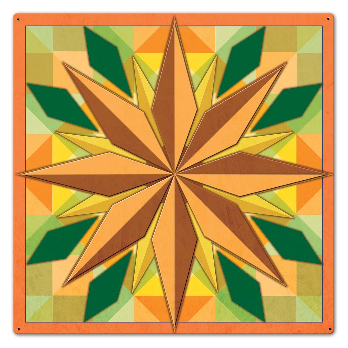 8 Point Star Orange 24 x 24 Custom Shape
