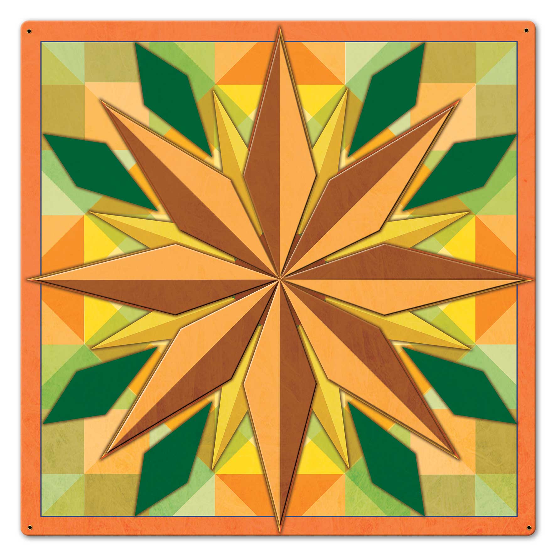 8 Point Star Orange 24 x 24 Custom Shape