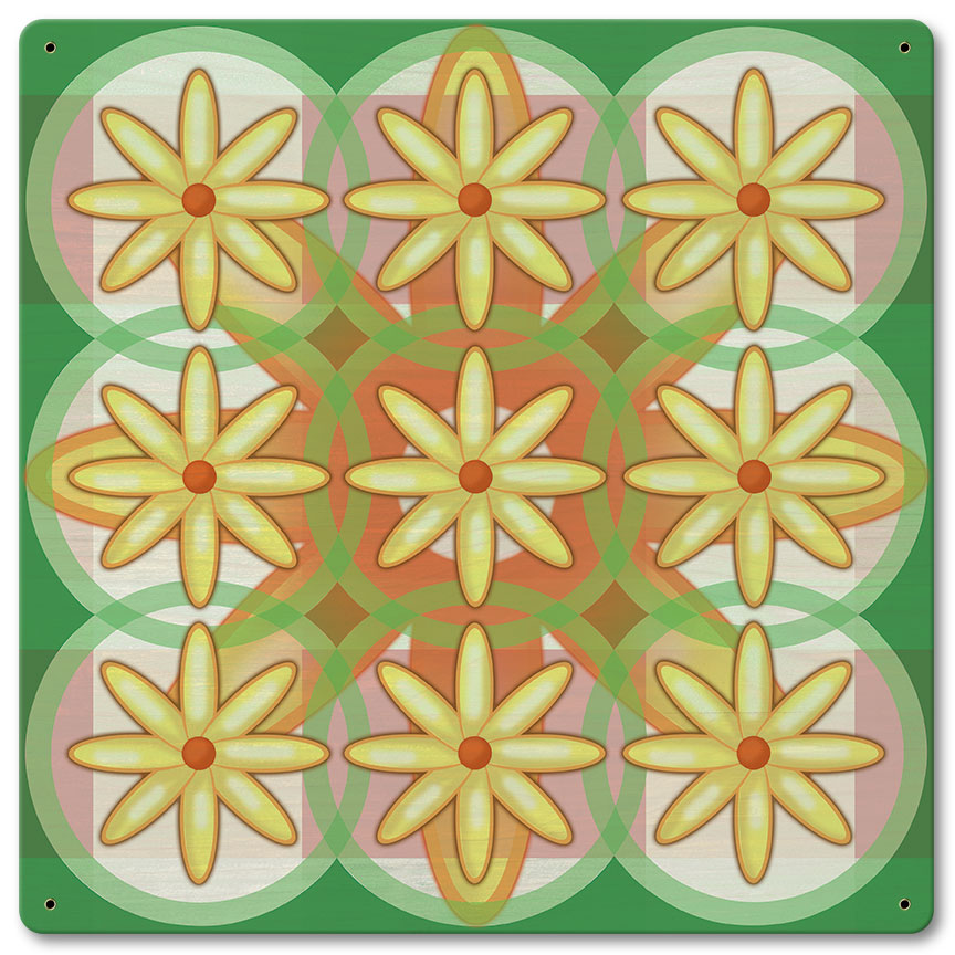 Nine Flowers Quilt 12 x 12 Satin