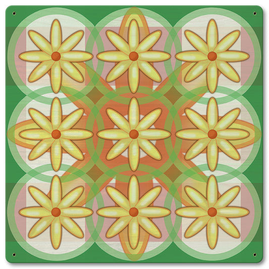 Nine Flowers Quilt 12 x 12 Satin