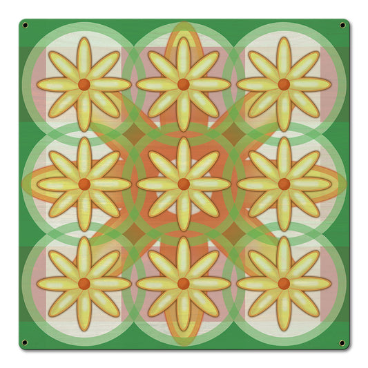 Nine Flowers Quilt 18 x 18 Custom Shape