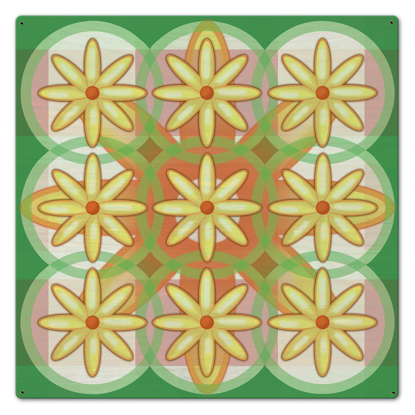 Nine Flowers Quilt 24 x 24 Custom Shape