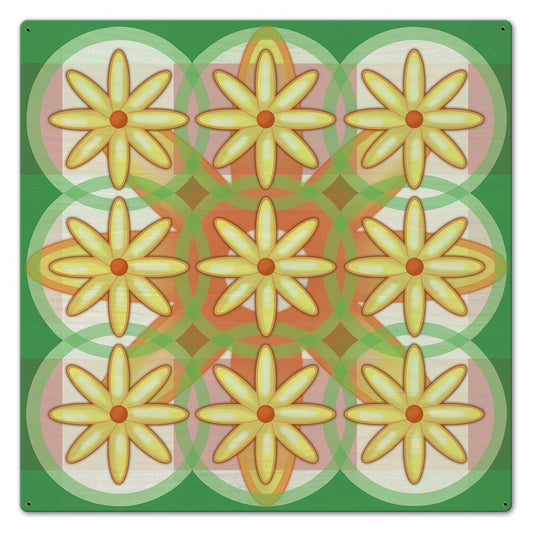 Nine Flowers Quilt 24 x 24 Custom Shape