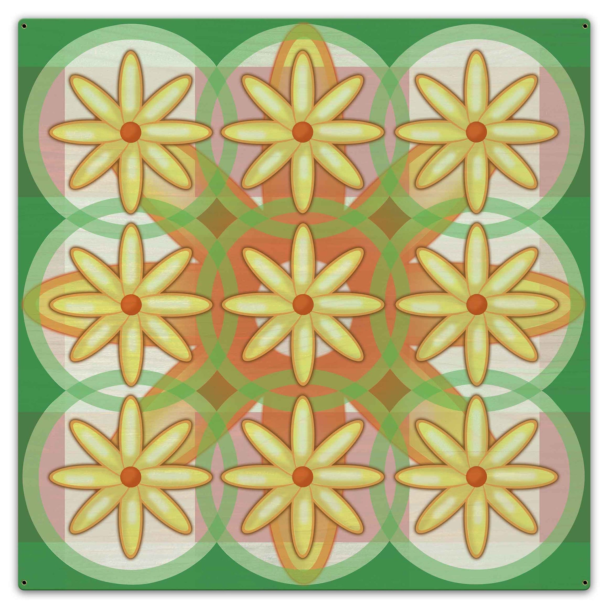 Nine Flowers Quilt 36 x 36 Custom Shape