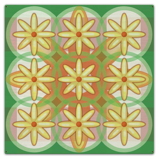 Nine Flowers Quilt 36 x 36 Custom Shape