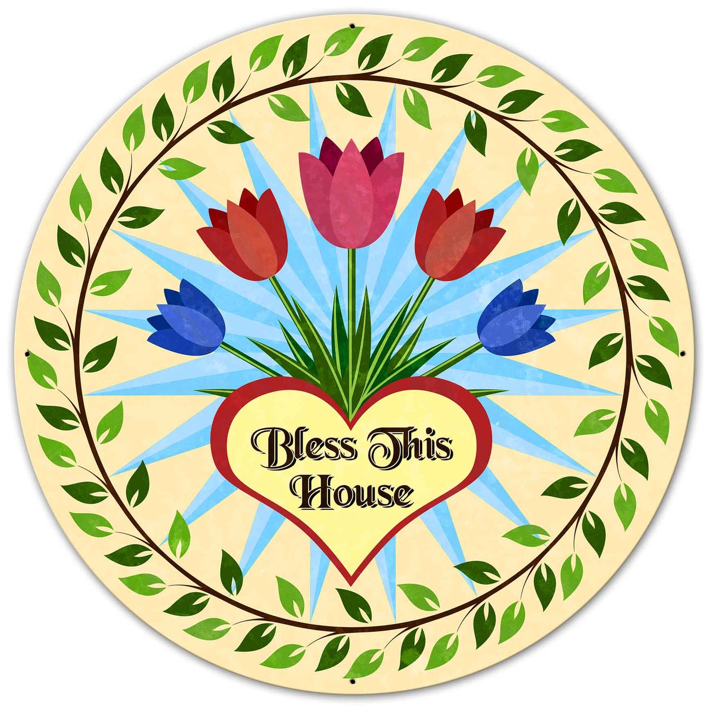 Tulips Hex Sign 36 x 36 Custom Shape