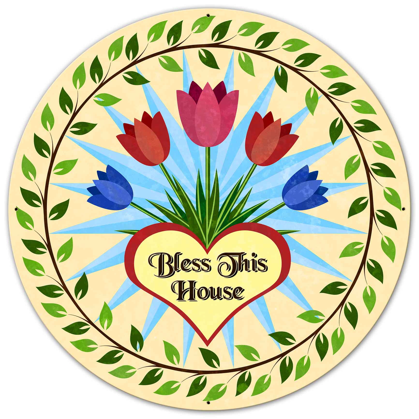 Tulips Hex Sign 36 x 36 Custom Shape
