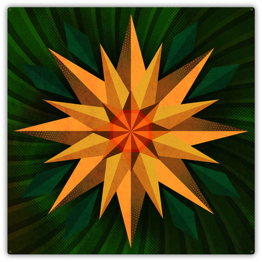 Sunflower Sphere Orange Green 42 x 42 Custom Shape