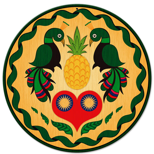 Peacocks and Heart Hex Sign 14 x 14 Round