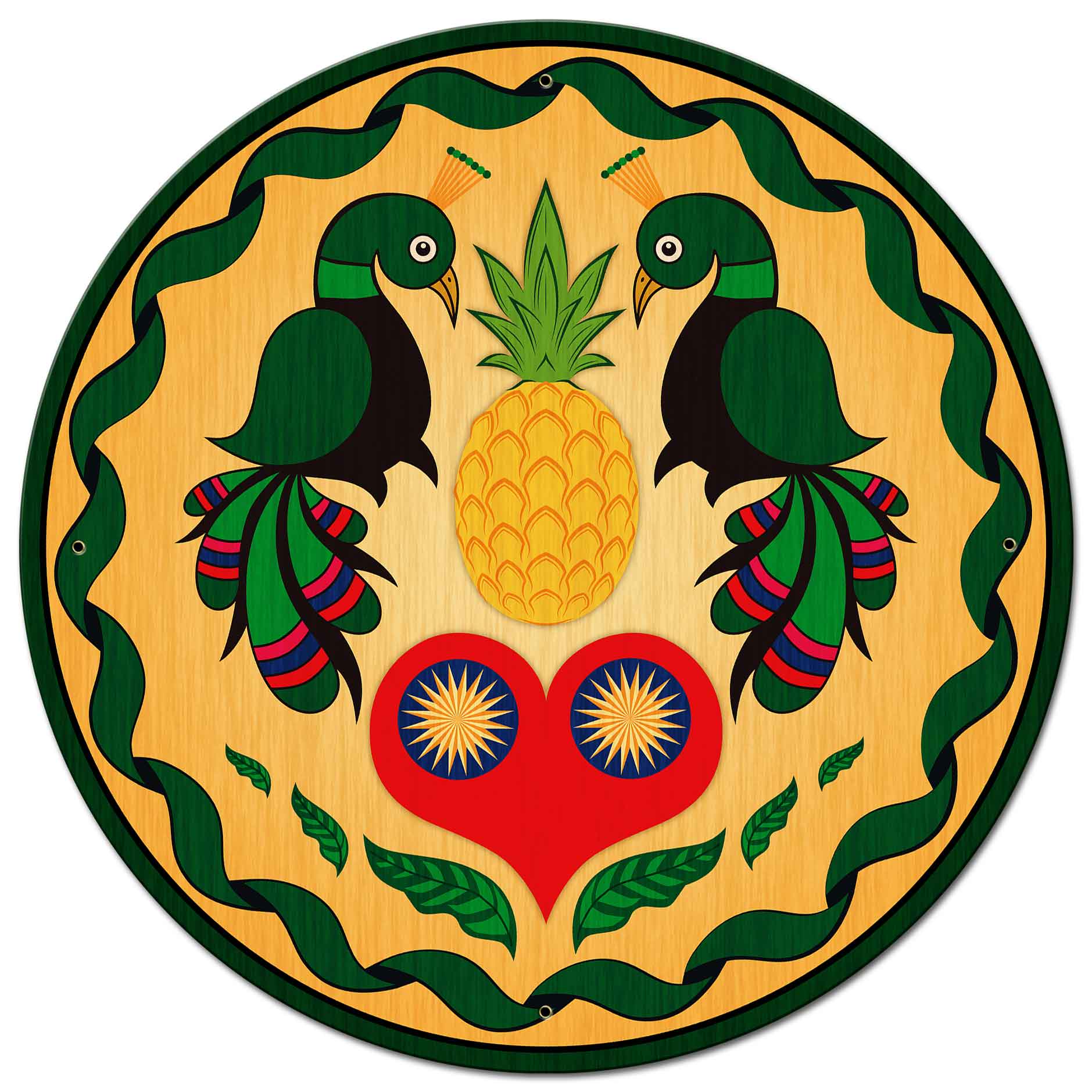 Peacocks and Heart Hex Sign 28 x 28 Round