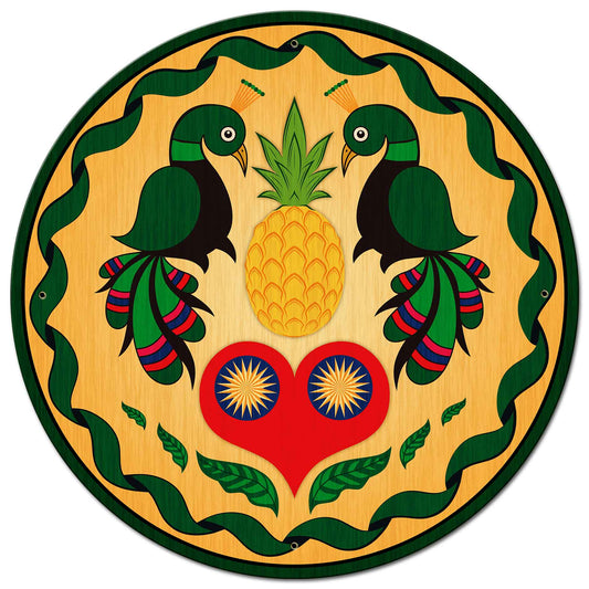 Peacocks and Heart Hex Sign 28 x 28 Round