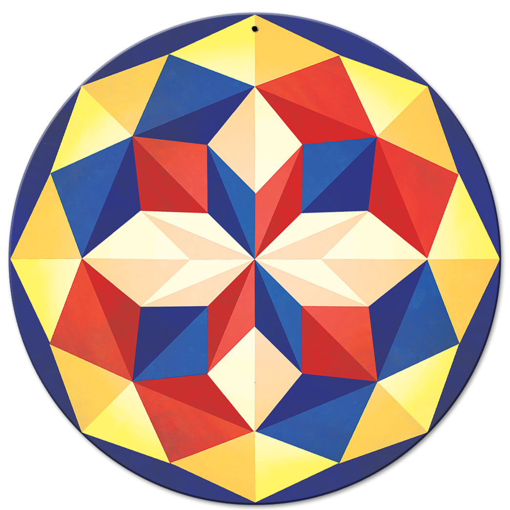 8 Point Quilt Red White Blue 14 x 14 Round