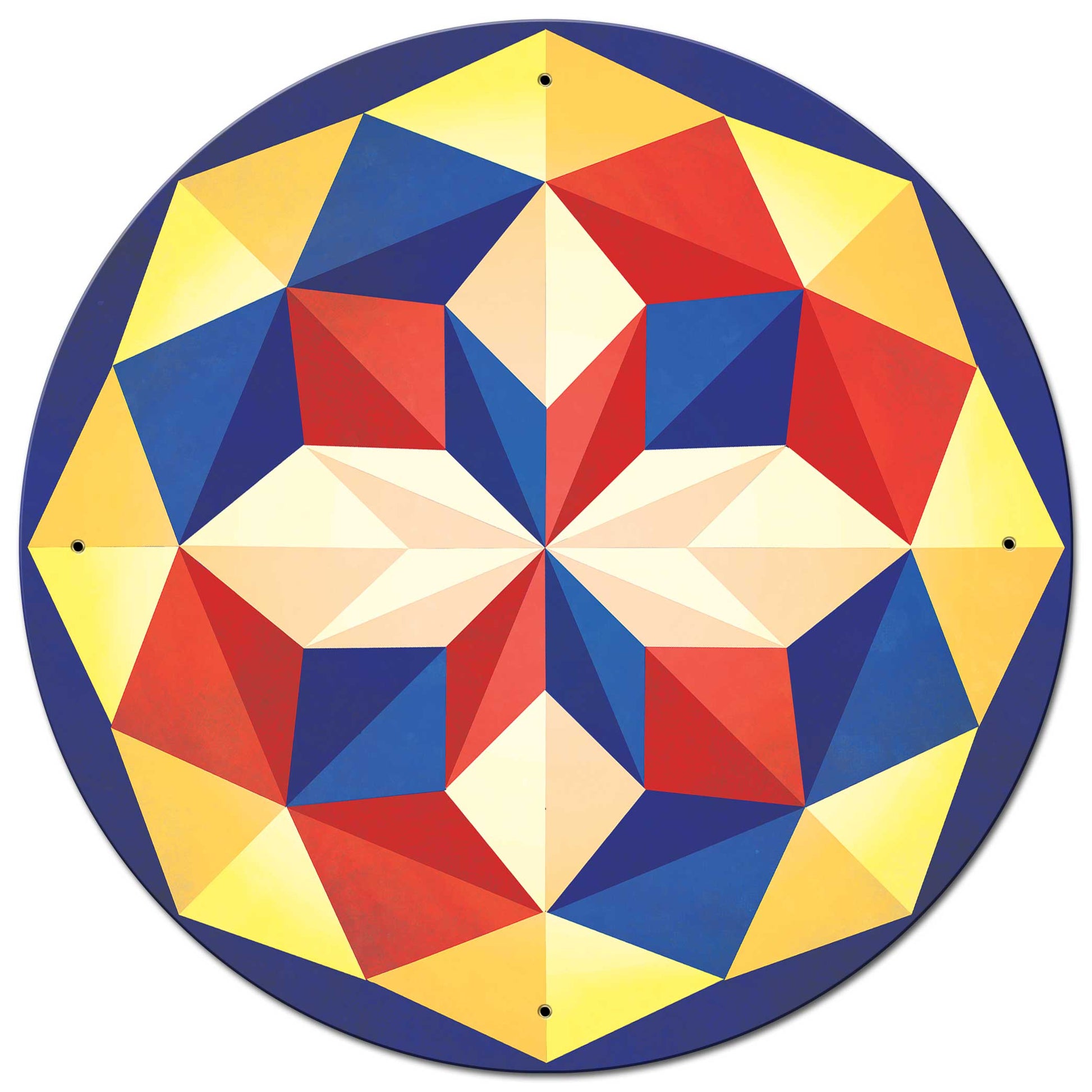 8 Point Quilt Red White Blue 28 x 28 Round