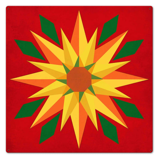 Sunflower Red Background 24 x 24 Custom Shape