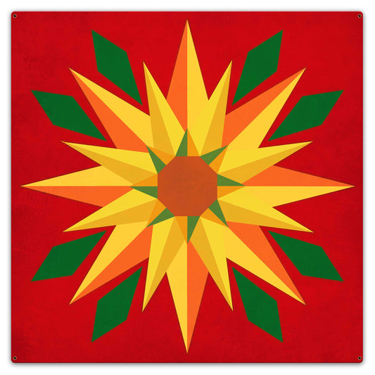 Sunflower Red Background 36 x 36 Custom Shape
