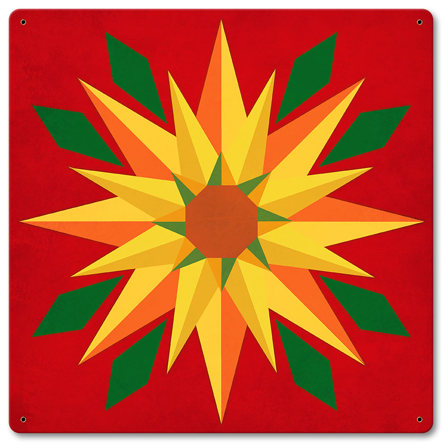 Sunflower Red Background 12 x 12 Satin