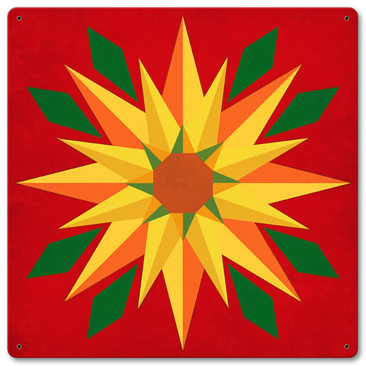 Sunflower Red Background 12 x 12 Satin