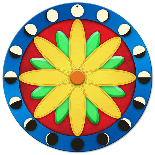 Moon Phases Hex Sign Blue-Red 14 x 14 Round