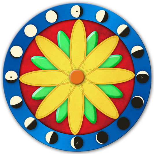 Moon Phases Hex Sign Blue-Red 28 x 28 Round