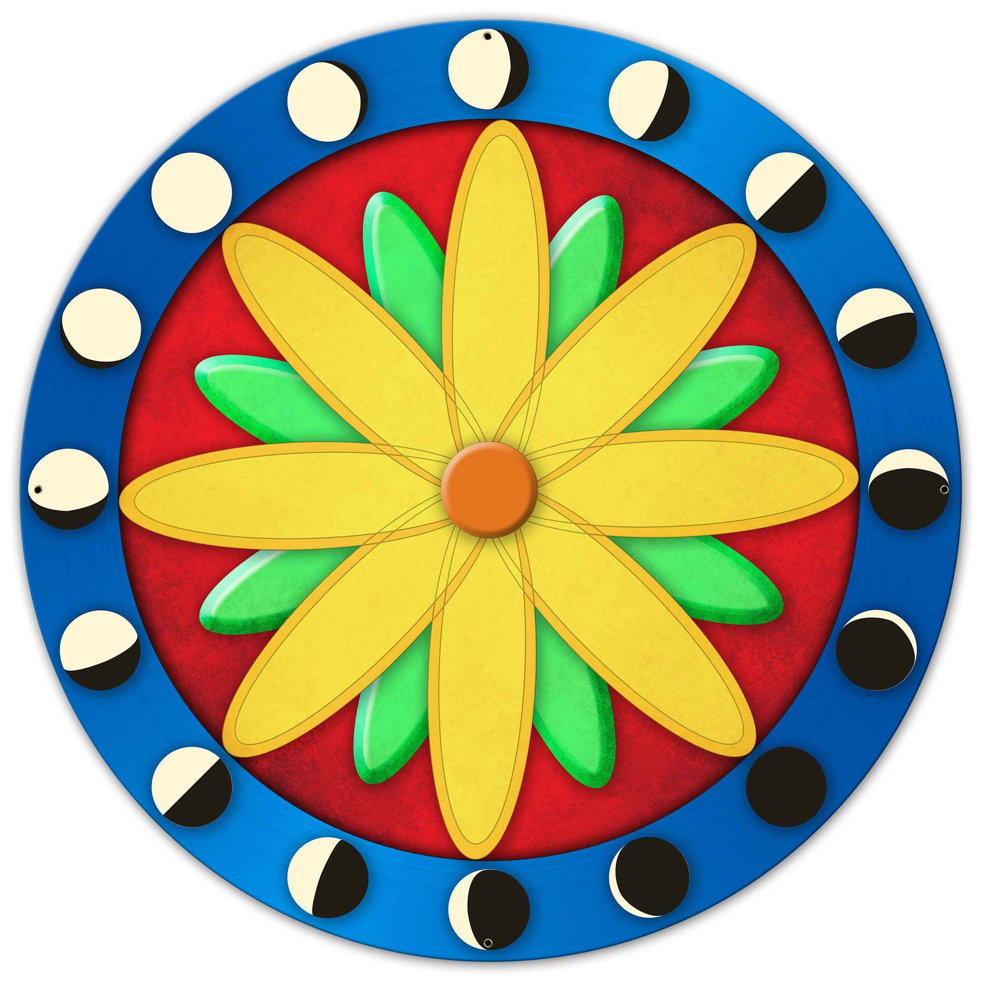 Moon Phases Hex Sign Blue-Red 36 x 36 Custom Shape