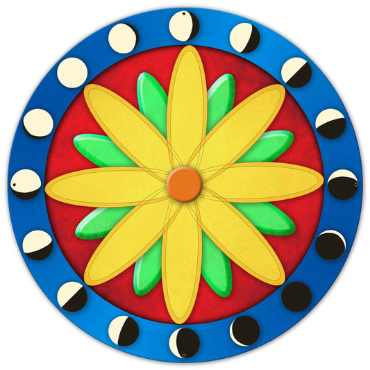 Moon Phases Hex Sign Blue-Red 36 x 36 Custom Shape