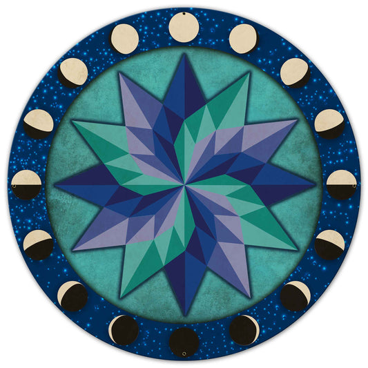 Moon Phases Pinwheel Blue-Green 36 x 36 Custom Shape