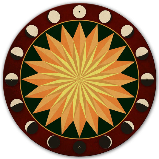 Moon Phases Starburst Red-Green 28 x 28 Round