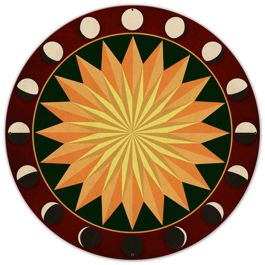 Moon Phases Starburst Red-Green 36 x 36 Custom Shape