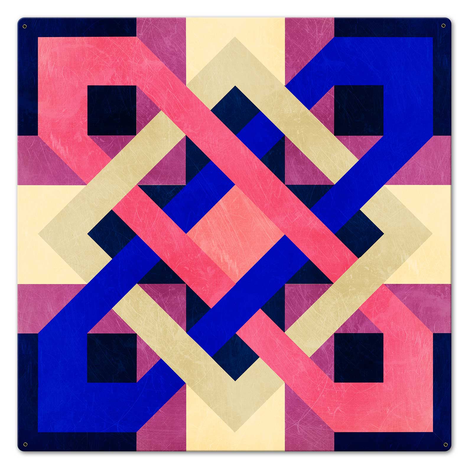 Barn Quilt Blue Magenta 24 x 24 Custom Shape