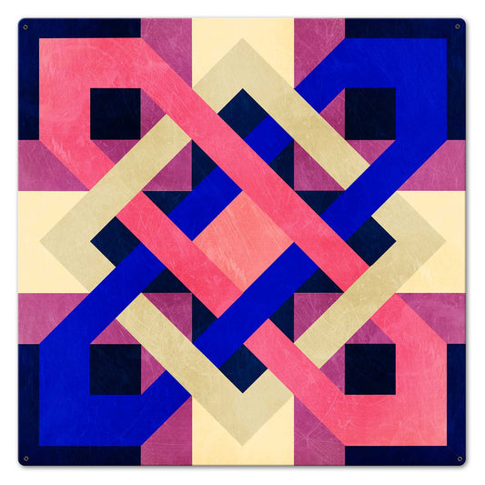 Barn Quilt Blue Magenta 24 x 24 Custom Shape