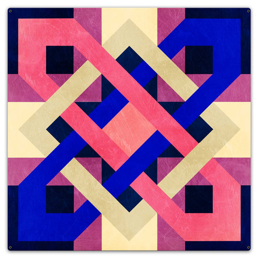 Barn Quilt Blue Magenta 36 x 36 Custom Shape