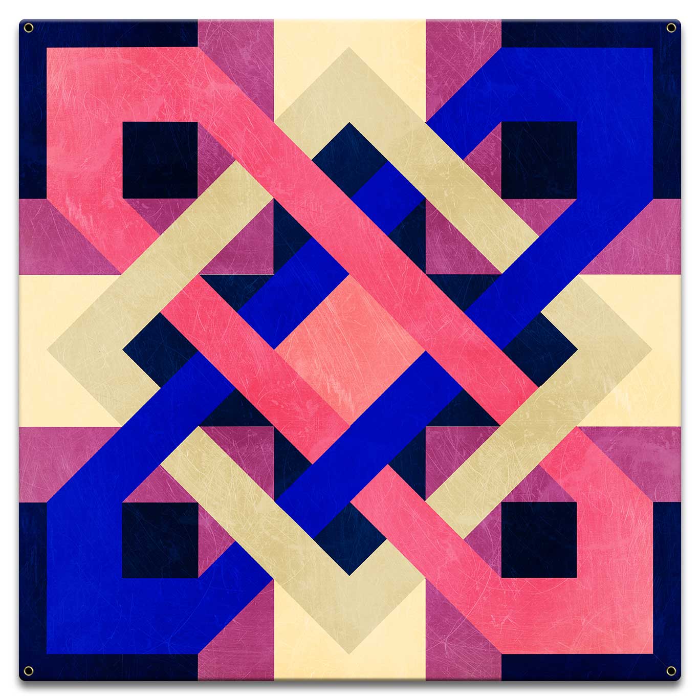 Barn Quilt Blue Magenta 18 x 18 Custom Shape