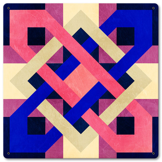 Barn Quilt Blue Magenta 12 x 12 Satin