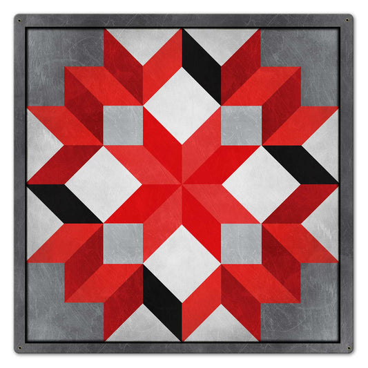 Eight Square Quilt Red Black White 24 x 24 Custom Shape